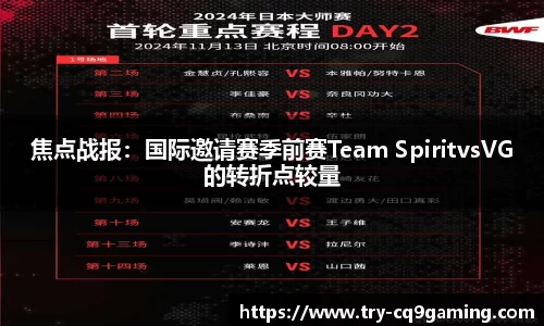 焦点战报：国际邀请赛季前赛Team SpiritvsVG的转折点较量